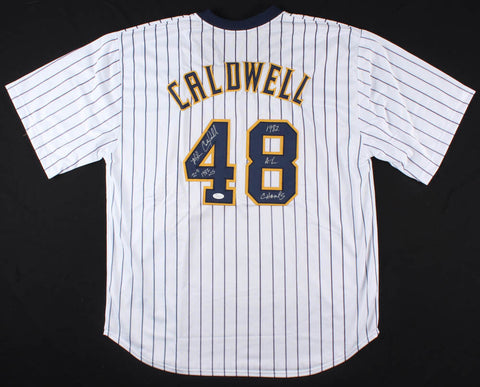 Mike Caldwell Signed Milwaukee Brewers Jersey with Inscriptions (JSA COA)