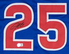 Derrek Lee Signed Chicago Cubs Blue Home Jersey (Beckett) 2005 N.L Batting Champ