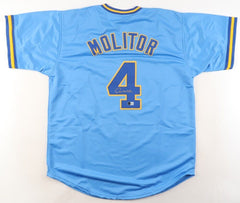 Paul Molitor Signed Milwaukee Brewers Jersey (Beckett) 3000 Hits / Hall of Fame