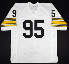 Greg Lloyd Signed Pittsburgh Steelers Career Highlight Stat Jersey (JSA COA) L.B