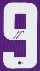 J. J. McCarthy Signed Minnesota Vikings 35"x43" Framed Jersey (Beckett) 2024 QB