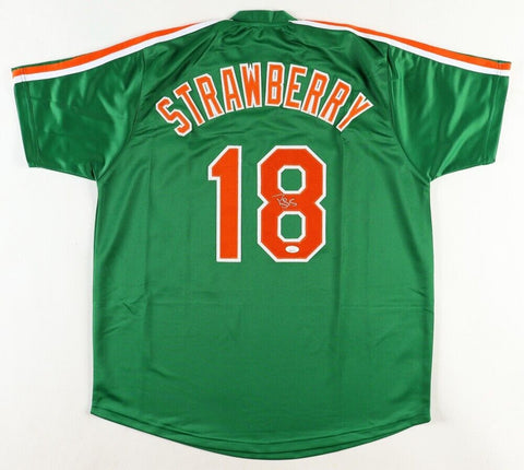 Darryl Strawberry Signed New York Mets St Patrick's Day Green Jersey (JSA COA)