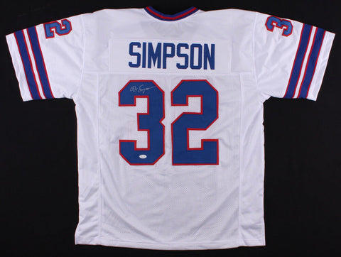 O.J. Simpson Signed Buffalo Bills White Jersey (JSA COA) 5×Pro Bowl Running Back