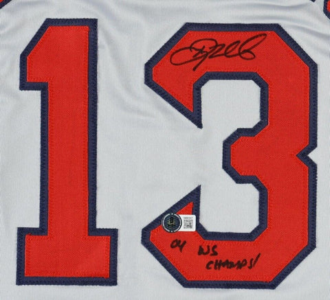 Doug Mientkiewicz Signed Boston Red Sox Jersey Inscribed "04 WS Champs"(Beckett)