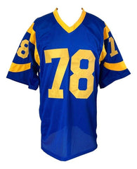 Jackie Slater Signed Rams Jersey Inscribed "HOF 01" (JSA) 7xPro Bowl Off. Tackle