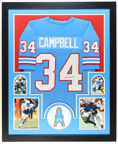 Earl Campbell Signed Houston Oilers 35"x43" Framed Jersey (JSA) Univ. Texas RB