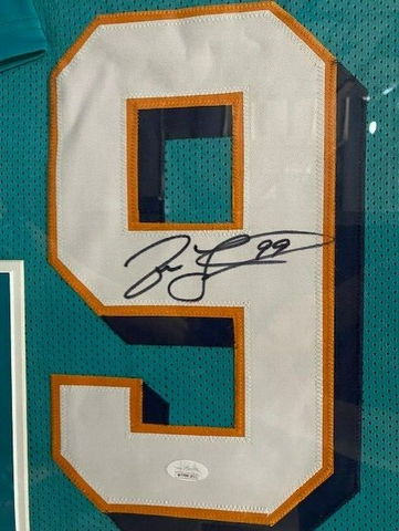 Jason Taylor Signed Miami Dolphins 35"x43" Framed Jersey (JSA COA)