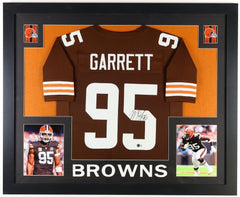 Myles Garrett Signed Cleveland Browns 35" x 43" Framed Jersey (Beckett) Def. End