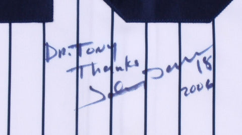 Johnny Damon Signed Yankees Majestic MLB Jersey Inscribed "Thanks" (JSA COA)