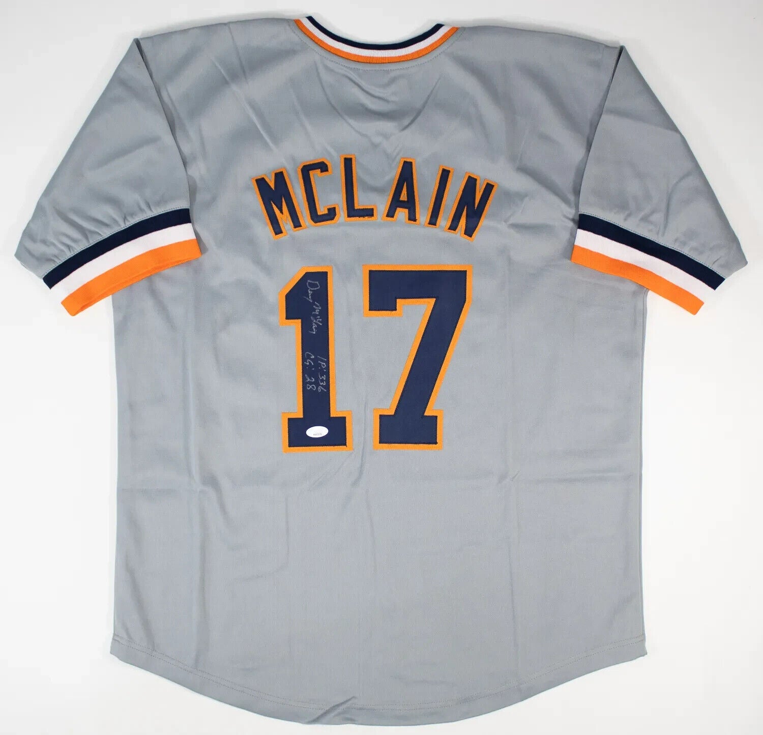 Denny McLain Signed 1968 Detroit Tiger Jersey Inscrd “IP: 336, CG: 28” (JSA COA)