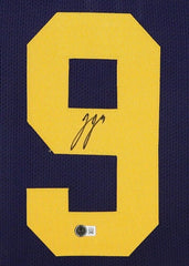 J.J. McCarthy Signed Michigan Wolverines 35"x43" Framed Jersey (Beckett) 2023 QB