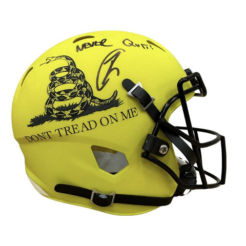 Robert O'Neill Signed "DONT TREAD ON ME" Mini Helmet Inscribed "Never Quit!" PSA