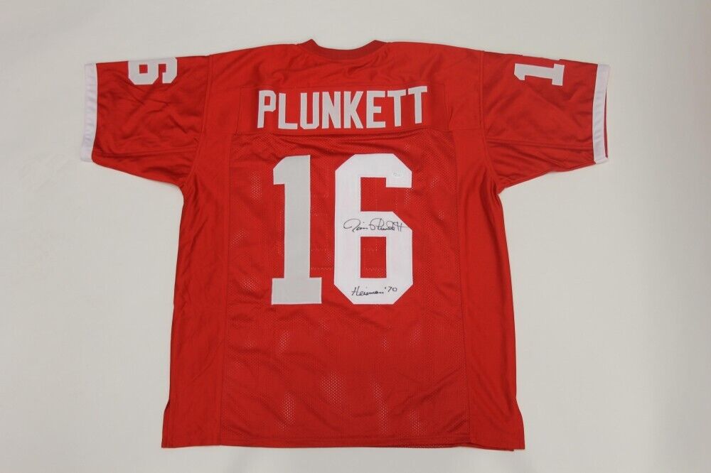 Jim Plunkett Signed Stanford Cardinal Jersey (Beckett) Inscribed "Heisman '70"