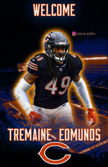 Tremaine Edmunds Signed Bears Jersey (Beckett) Chicago Middle Linebacker