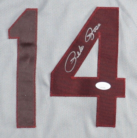 Pete Rose Signed Cincinnati Reds Jersey (JSA) MLB All Time Hit King w/ 4256 Hits