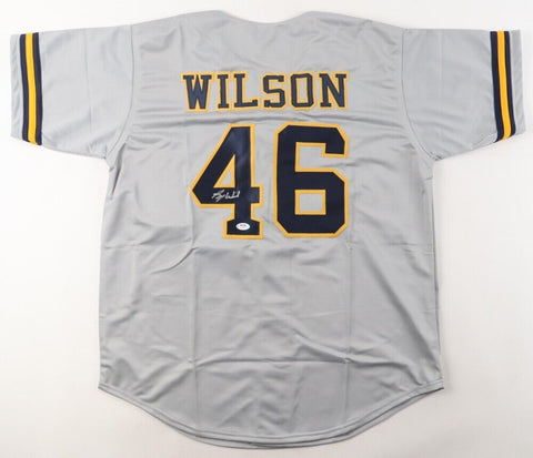 Bryse Wilson Signed Milwaukee Brewers Jersey (PSA) 2016 Draft Pick / Pitcher