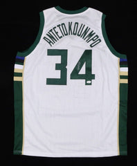 Giannis Antetokounmpo Milwaukee Bucks signed Jersey /6xNBA All Star (JSA COA)