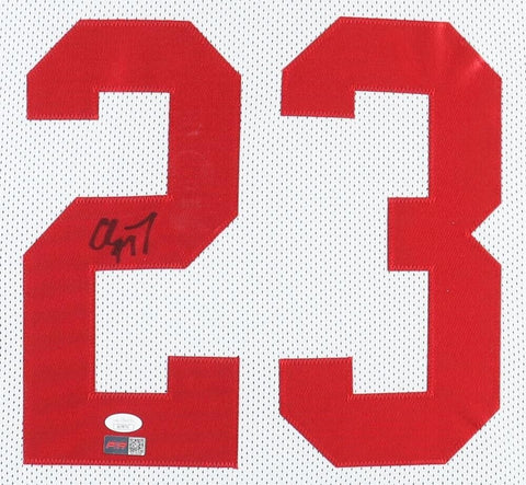 Christian McCaffrey Signed San Francisco 49ers 35x43 Framed Jersey (JSA) R.B.