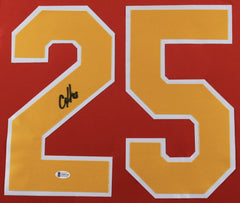 Clyde Edwards-Helaire Signed 35x43 Kansas City Chiefs Framed Jersey Beckett COA