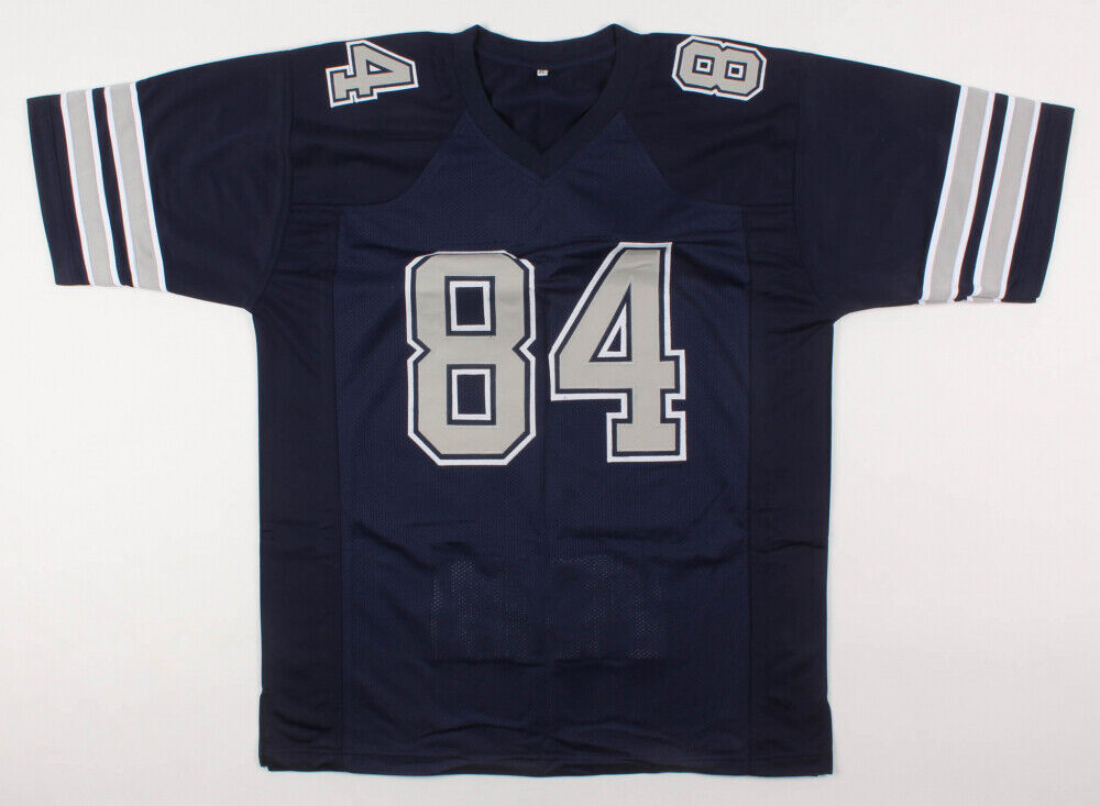 Jay Novacek Autographed Blue Stat Football Jersey with White