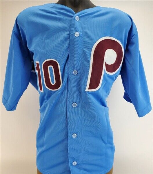 Custom Phillies Full Button Baseball Jerseys, Vintage Blue