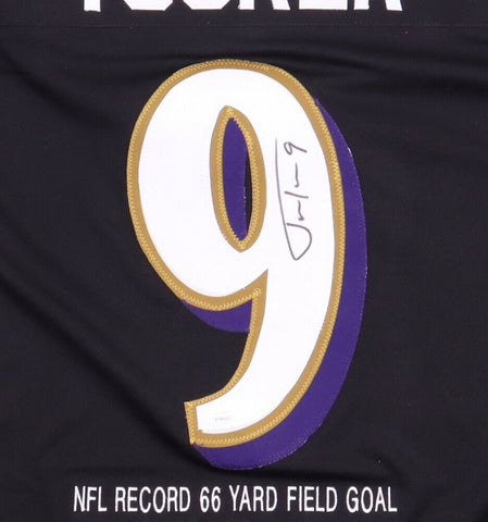 Justin Tucker Signed Baltimore Ravens Stat Jersey (JSA COA) NFL Record 66 Yd FG