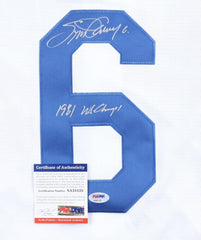 Steve Garvey Signed Los Angeles Dodgers Majestic Jersey 1981 WS Champ (PSA COA)