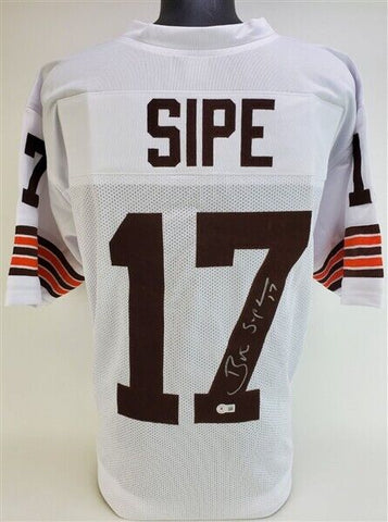 Brian Sipe Signed Cleveland Browns White Jersey (Beckett) Browns Q.B. 1974–1983