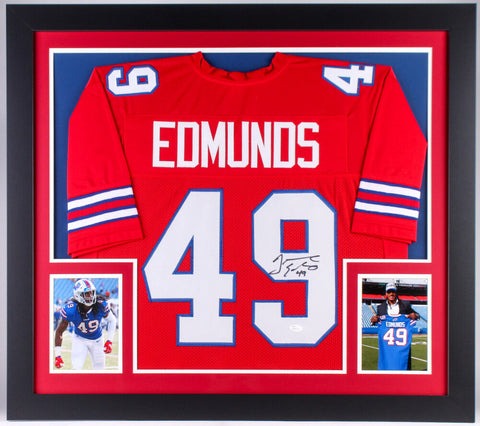 Tremaine Edmunds Signed Bills 31x35 Custom Framed Color Rush Jersey (JSA COA)