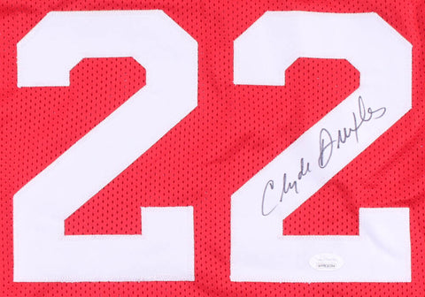 Clyde (The Glide) Drexler Signed Houston Rockets Red Home Jersey (JSA COA)