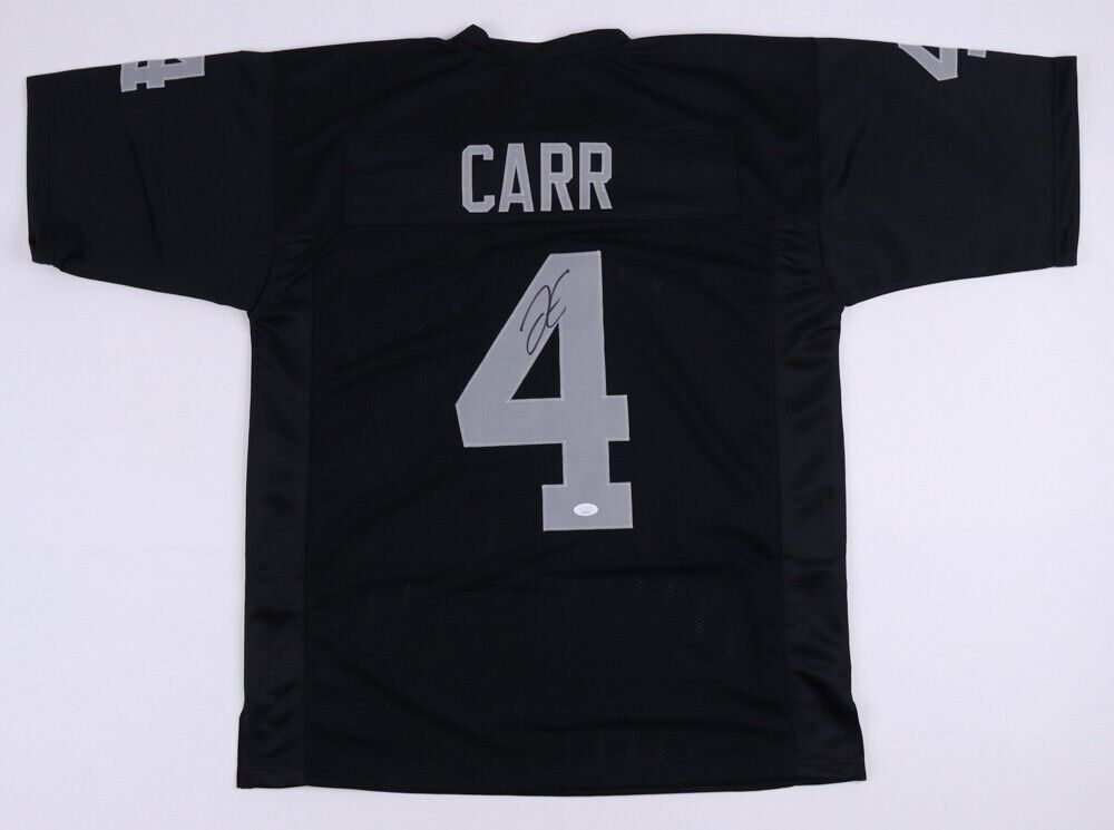 Derek Carr Signed Oakland Raiders Black Jersey (JSA COA) 3xPro Bowl Qu –