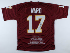 Charlie Ward Signed Career Highlight Stat Jersey Inscribed "93 Heisman"(JSA COA)