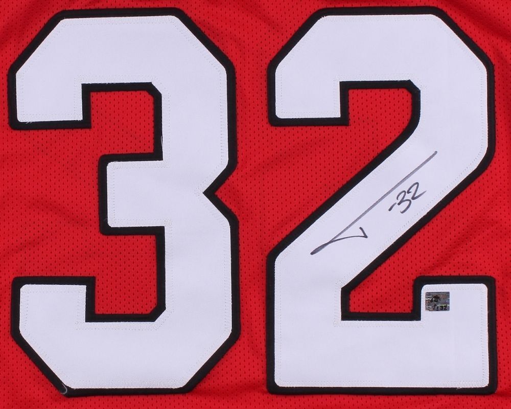 Autographed/Signed Tyrann Mathieu Kansas City Red Football Jersey