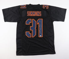 Justin Simmons Signed Denver Broncos Black Color Rush Jersey (JSA COA)All Pro DB