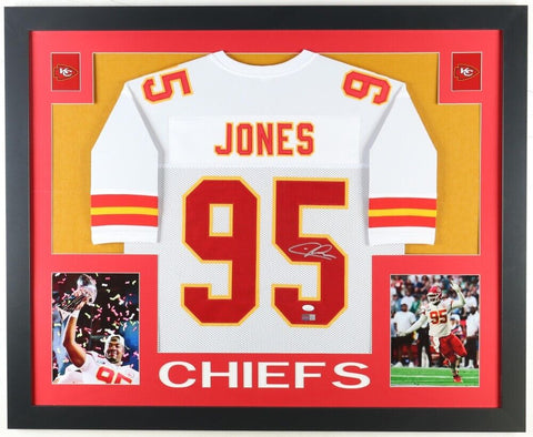 Chris Jones Signed Kansas City Chiefs 35"x 43" Framed Jersey (JSA) All Pro D.T.
