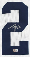 TY Law Signed Michigan Wolverines White Jersey (Beckett)Patriots 1st Rnd Pk 1995