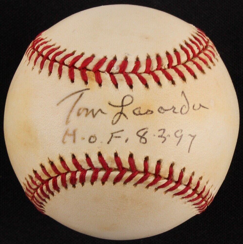 Sold at Auction: Tommy Lasorda, TOMMY LASORDA SIGNED BASEBALL IN CASE