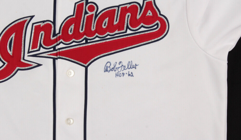 Bob Feller Signed Cleveland Indians Custom Jersey Inscribed HOF 62 (PS –