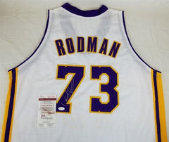 Dennis Rodman Signed Lakers Jersey (JSA) 5×NBA champion (1989, 1990, 1996–1998)
