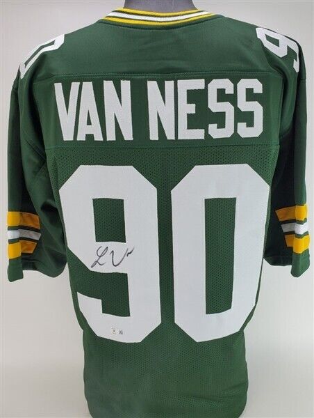 Lukas Van Ness Signed Green Bay Packers Jersey (Beckett) Ex-Hawkeyes L –