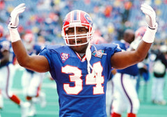 Thurman Thomas Signed Buffalo Bills White Jersey (JSA Holo) NFL MVP (1991) R.B.