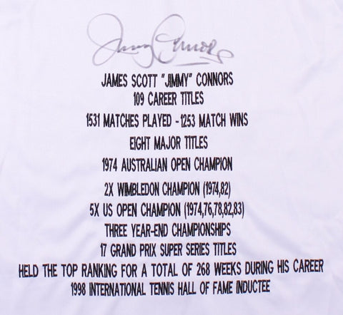 Jimmy Connors Signed Career Highlight Stat Jersey (MAB Hologram) 5xUS Open Champ