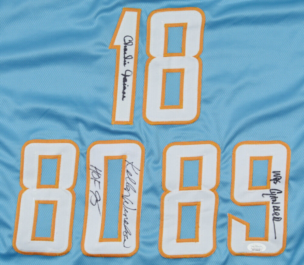 Kellen Winslow, Charlie Joiner & Wes Chandler Signed Chargers Jersey (JSA COA)
