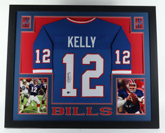 Jim Kelly Signed Buffalo Bills 35" x 43" Framed Jersey (Beckett) 5xPro Bowl Q.B.