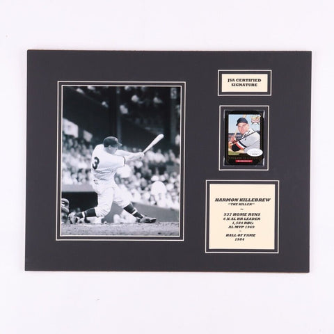 Harmon Killebrew Signed Minnesota Twins Matted 1999 Baseball Card Display (JSA)