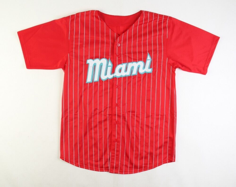 Autographed/Signed Jazz Chisholm Jr. Miami Red Baseball Jersey