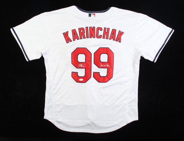 James Karinchak Signed Cleveland Guardians Jersey Inscribed Wild Thin –