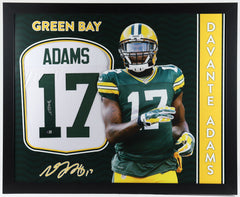 Davante Adams Signed Green Bay Packers 35x43 Custom Framed Jersey / Beckett COA