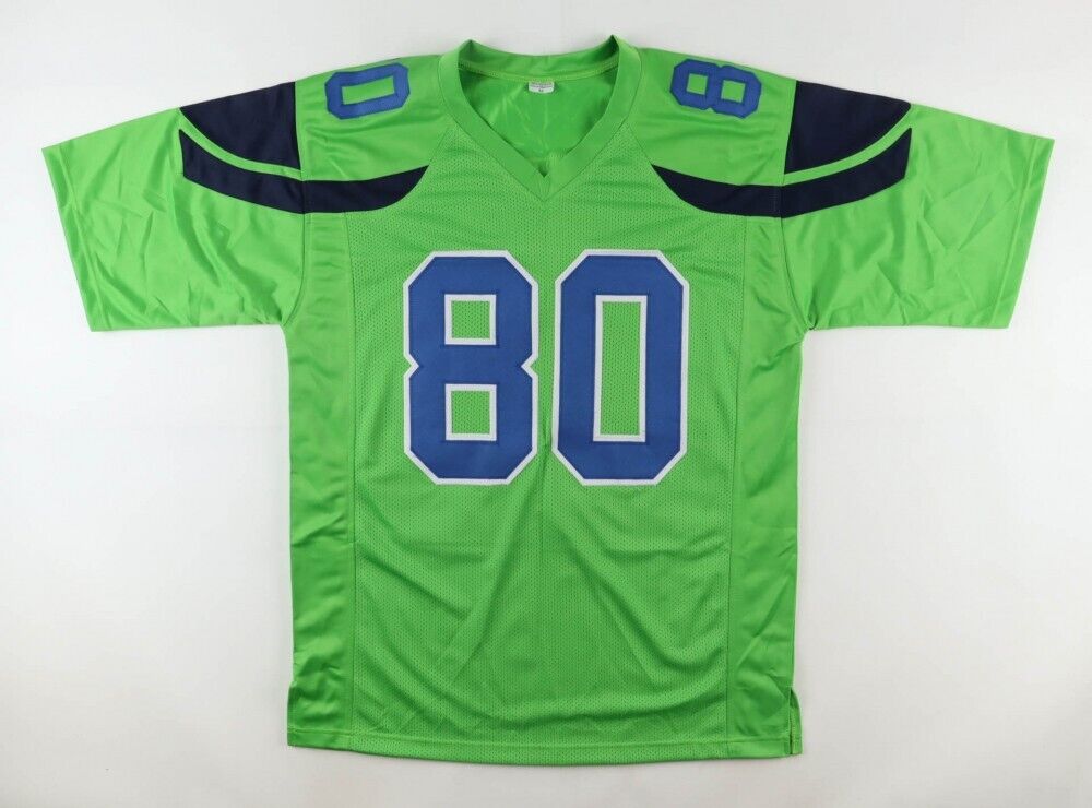 Steve Largent Signed Seattle Seahawks Neon Green Jersey (PSA) NFL HOF –