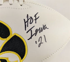 Ed Podolak "HOF Iowa 21" Signed Iowa Hawkeyes Logo Football (JSA Witness COA)